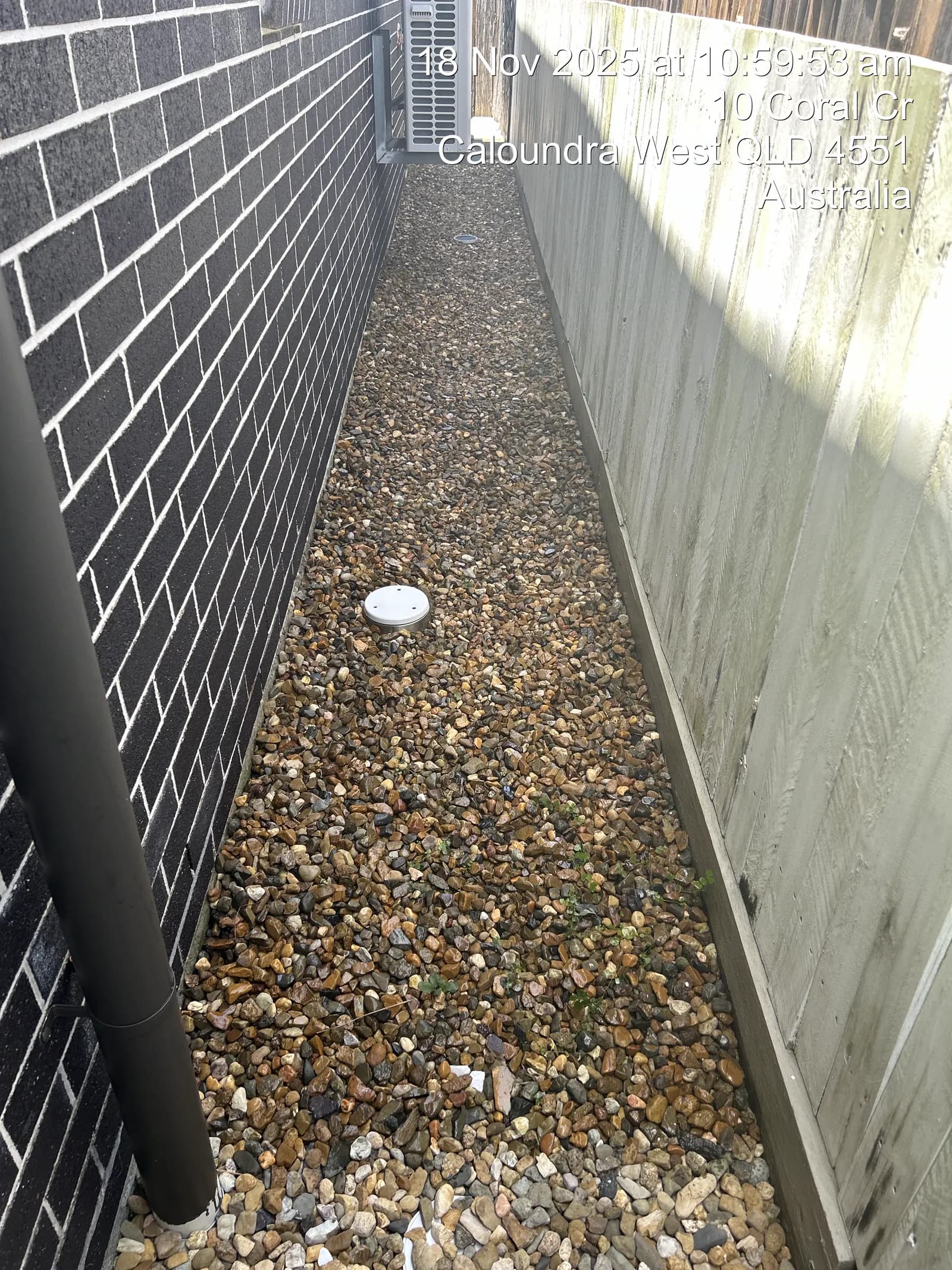 Same pebble bed and deck from a different angle, finished